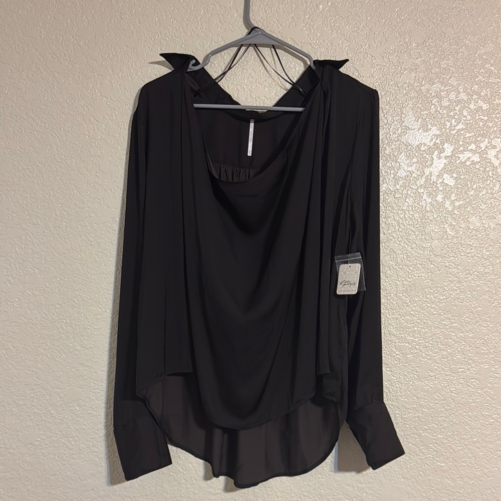 Free People | Midnight Brown Business Casual Blouse Top